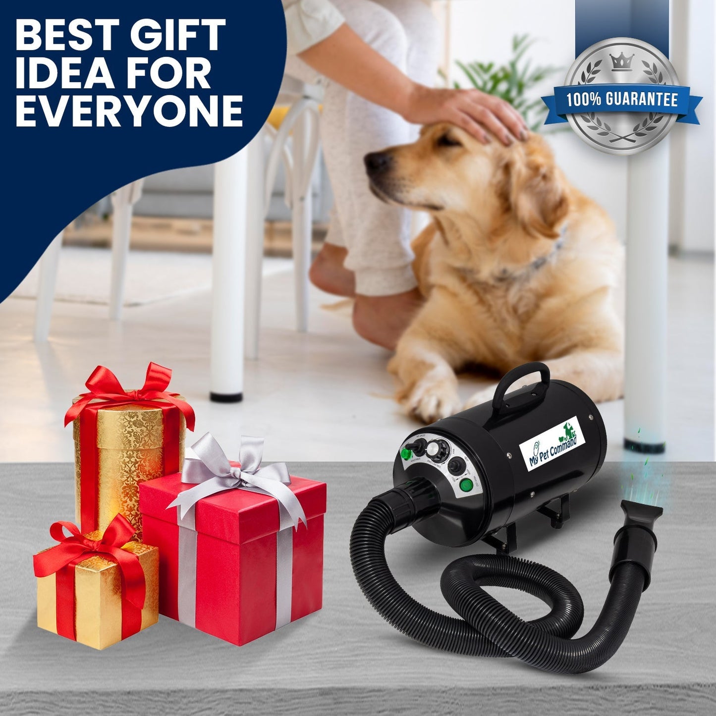 Dog Hair Dryer, Professional High Velocity Pet Blower, Adjustable Airflow